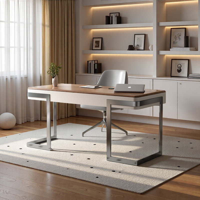 Bureau en noyer d'inspiration rétro, H 29,5 po x l 47,2 po x P 23,6 po