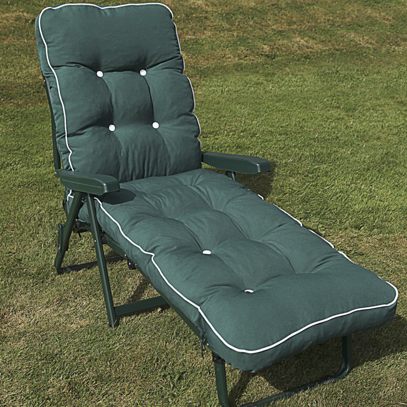 Keyser 95cm Long Reclining Single Chaise with Cushions, Hunter, Green