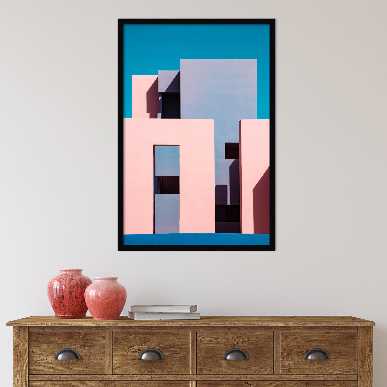 Muralla Roja Buildings 1 Print, Black, 33" H x 23" W x 1" D