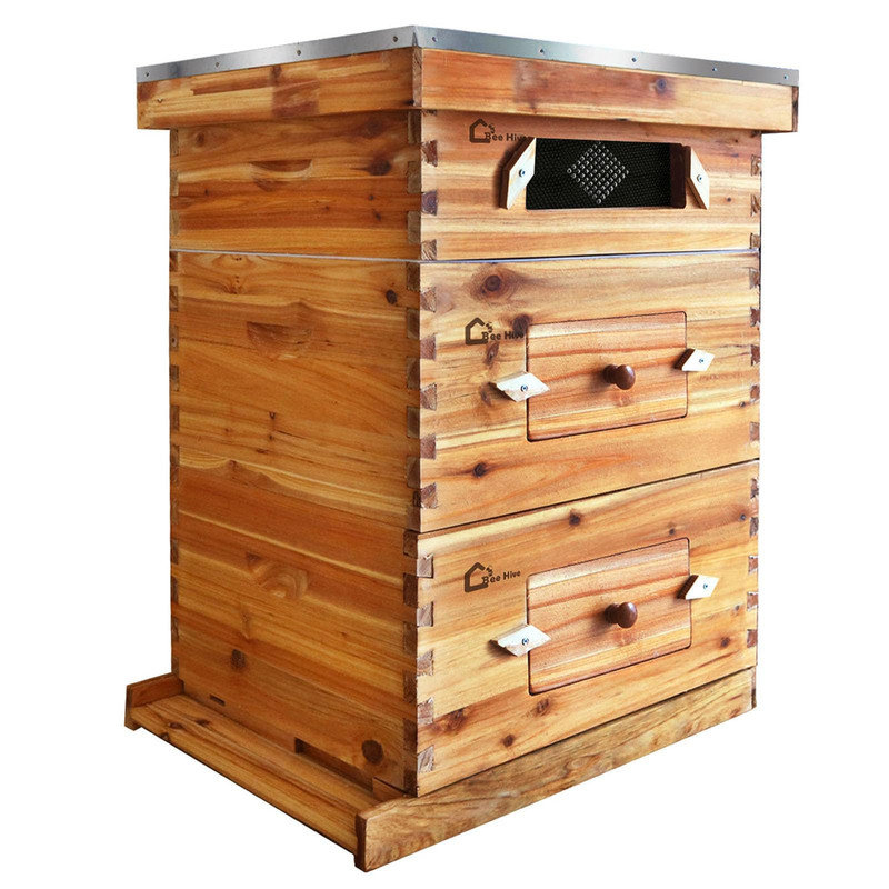 Complete 10-Frame Langstroth Beehive Kit, Wax-Dipped Cedar with Frames
