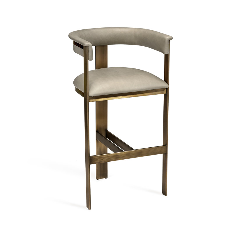 Darcy Upholstered Counter Stool with Metal Frame, Fawn Taupe, Antique Bronze, Counter Stool (26" Seat Height)