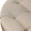 Grande table basse ronde avec rangement en bois et revêtement en lin pour espace de rangement à 2 niveaux avec coussin