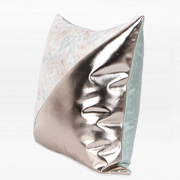 Pillow Cover, Green/Pink/Light Gold, No Fill