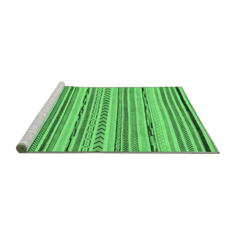 Tapis lavables à la machine à motif abstrait vert émeraude 2308, Carré 3 pi