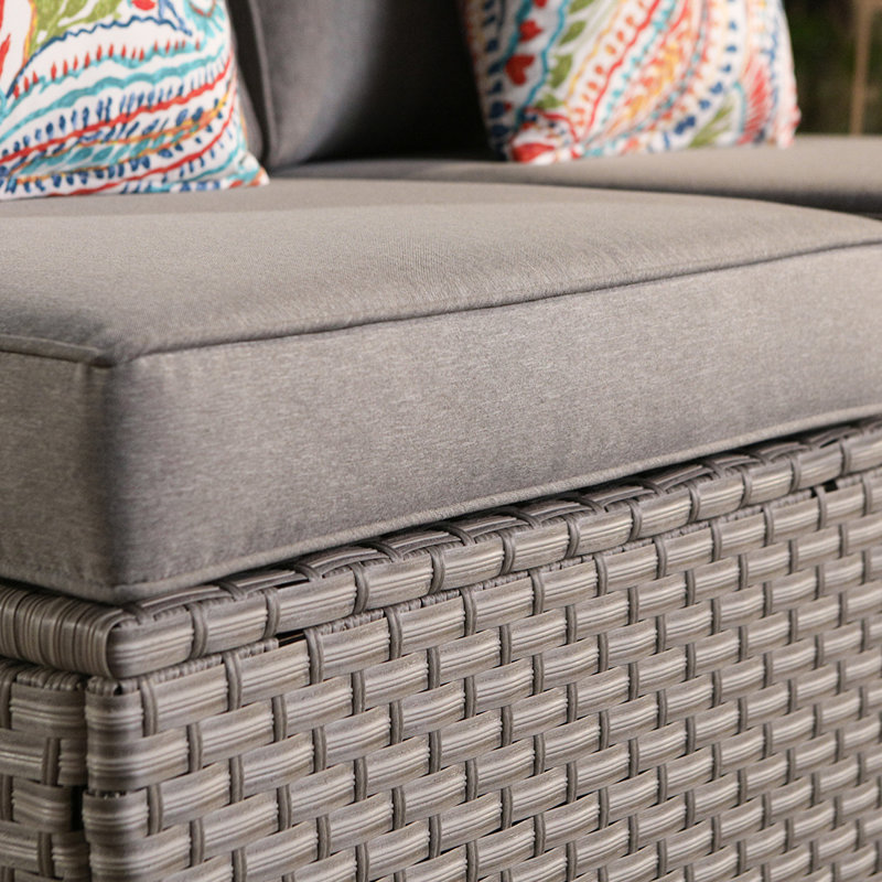 Ensemble de conversation modulaire 8 pièces en rotin, Gris chaud, Gris chaud