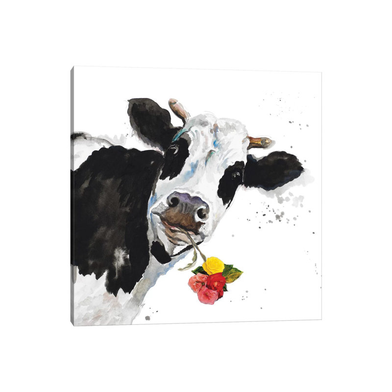 «Crazy Cow» par Patricia Pinto - impression d'art graphique, Toile tendue, H 37 po x l 37 po x P 1,5 po