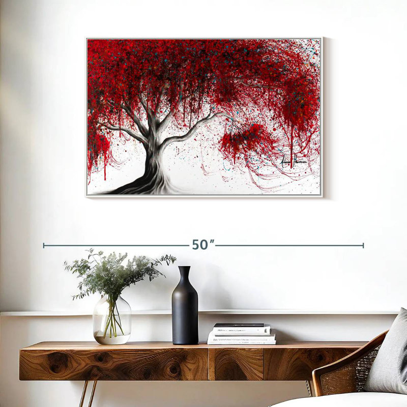 Arbre Magenta, Cadre flottant blanc, 37 po x 25 po
