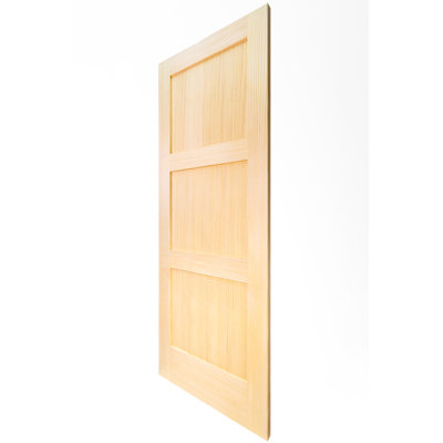 Porte en bois brut 3 panneaux Shaker