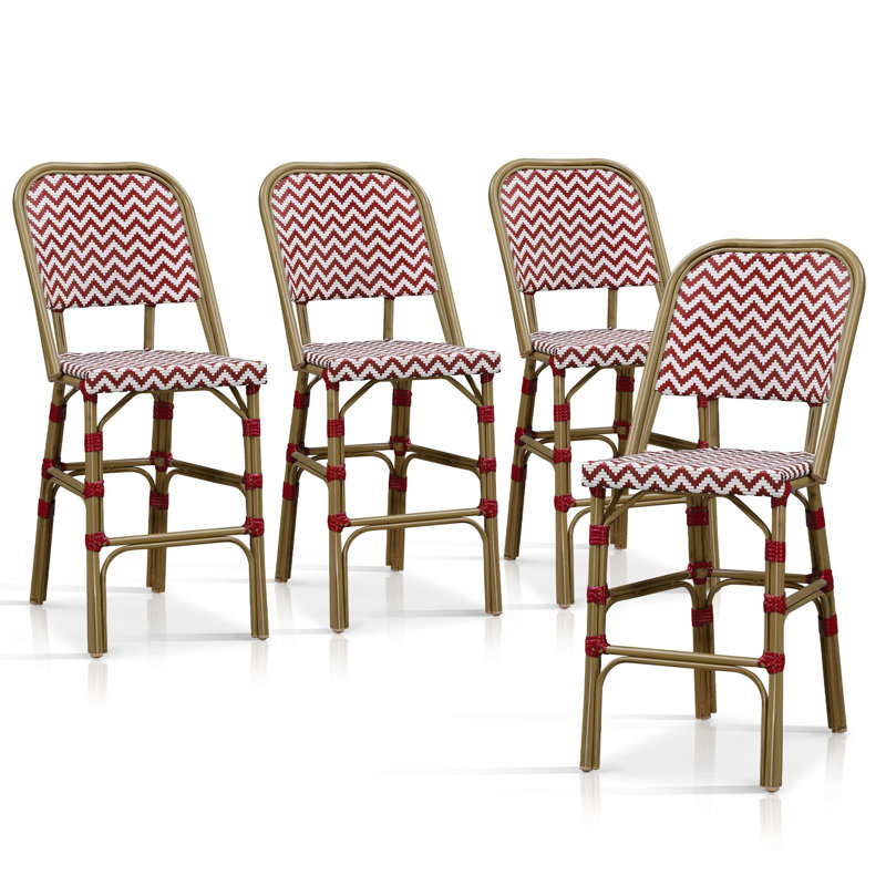 Aluminum Outdoor Stool with Cushion, 25.2", Red