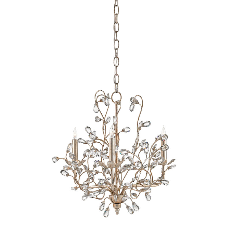 Crystal Bud 3 - Light Chandelier, Silver Granello