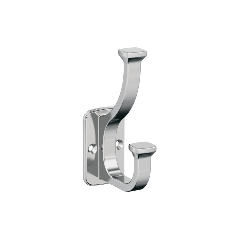 Alder Transitional 2 Prong Decorative Wall Hook, Chrome