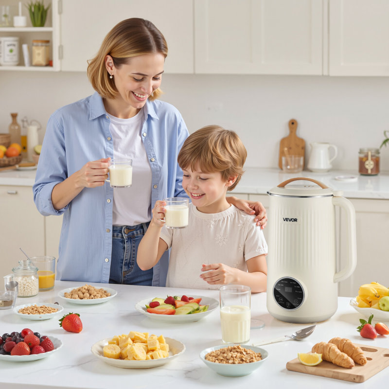 8-in-1 Nut Milk Maker, 34 oz Soy Milk Maker with 180W Blending, for Homemade Oat, Nut, Soy, Juice, Milkshake, Rice Cereal, Plant-Based Beverages with Self-Cleaning, Boil Water, 12-Hour Delay