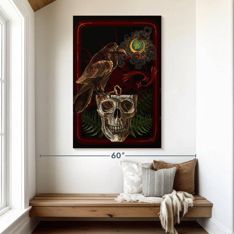 Hitzel Skull And Raven, 51" H x 34" W