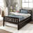 Twin Bed With Pull-Out Trundle, Sturdy Platform Frame Featuring Headboard And Footboard-737682599