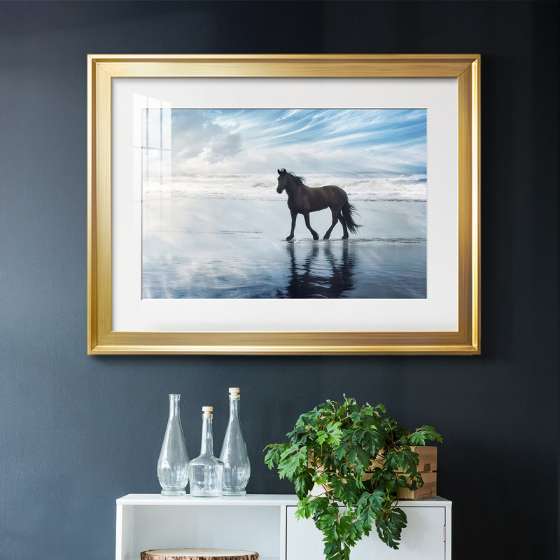 Horse Motion VI, reproduction d'art sur papier, Or, H 30 po x l 44 po x P 1,5 po