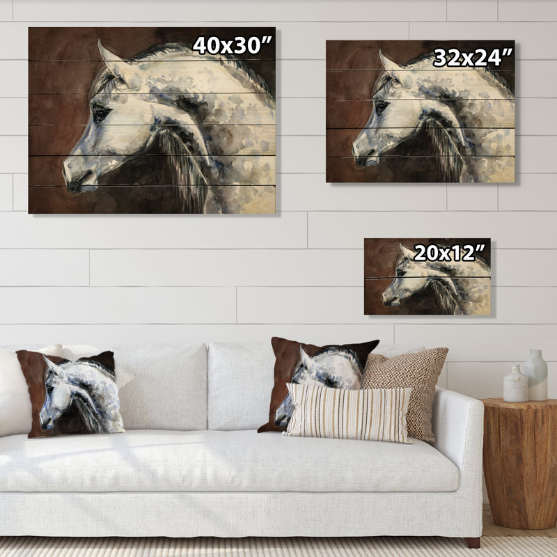 «Gray Arabian Horse», reproduction sur bois non encadrée, H 12 po x l 20 po x P 1 po