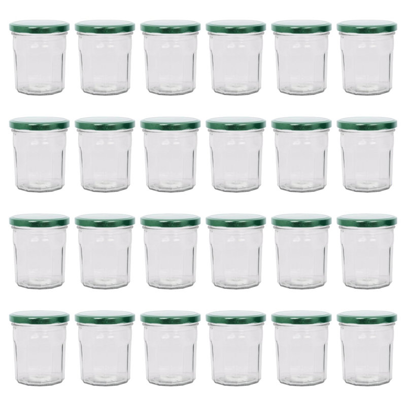 Argon Tableware Glass Jam Jars with Lids, 250ml, Green