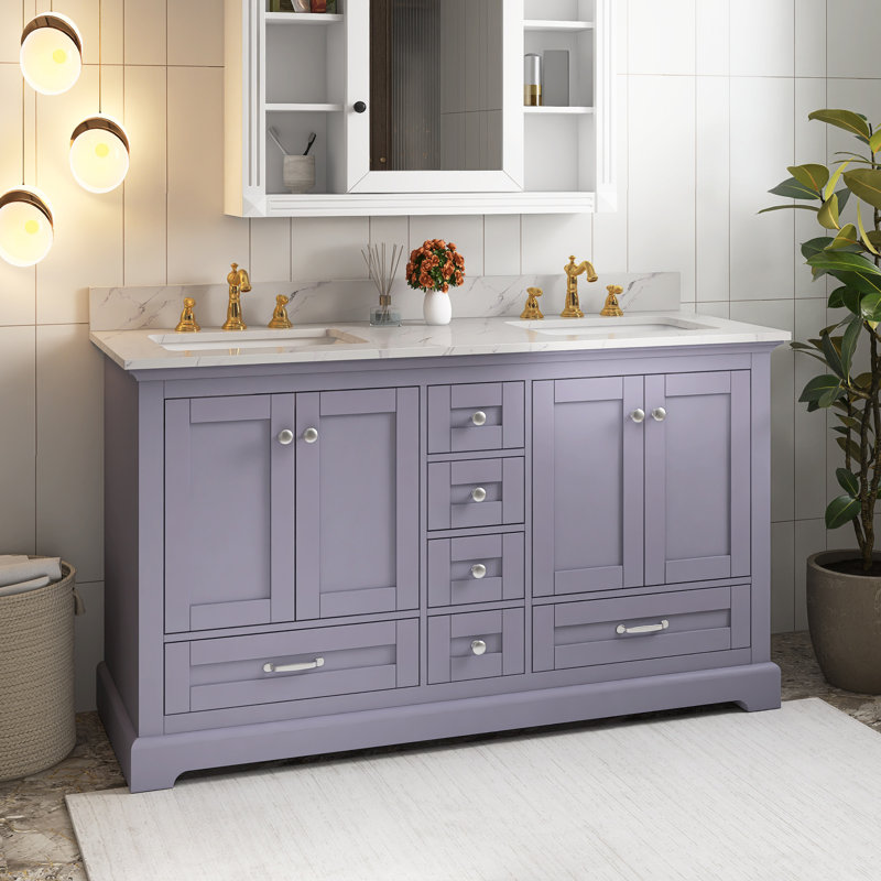 Ensemble de meuble-lavabo mural 60 po, Gris foncé