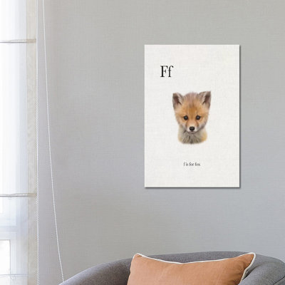 F Is For Fox by Leah Straatsma - Wrapped Canvas Print