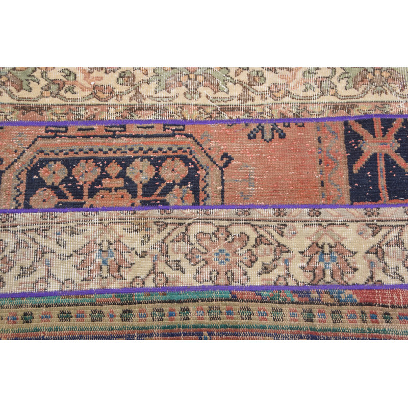 Tapis traditionnel turc traditionnel en patchwork de couleur verte - Idéal pour la décoration de tapis d'entrée 9258