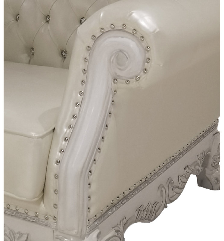 Chaise Dresde blanc os avec 2 coussins