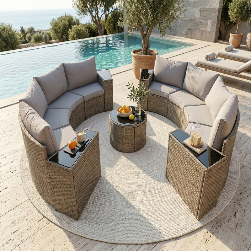 Canapé modulaire demi-lune pour l'extérieur