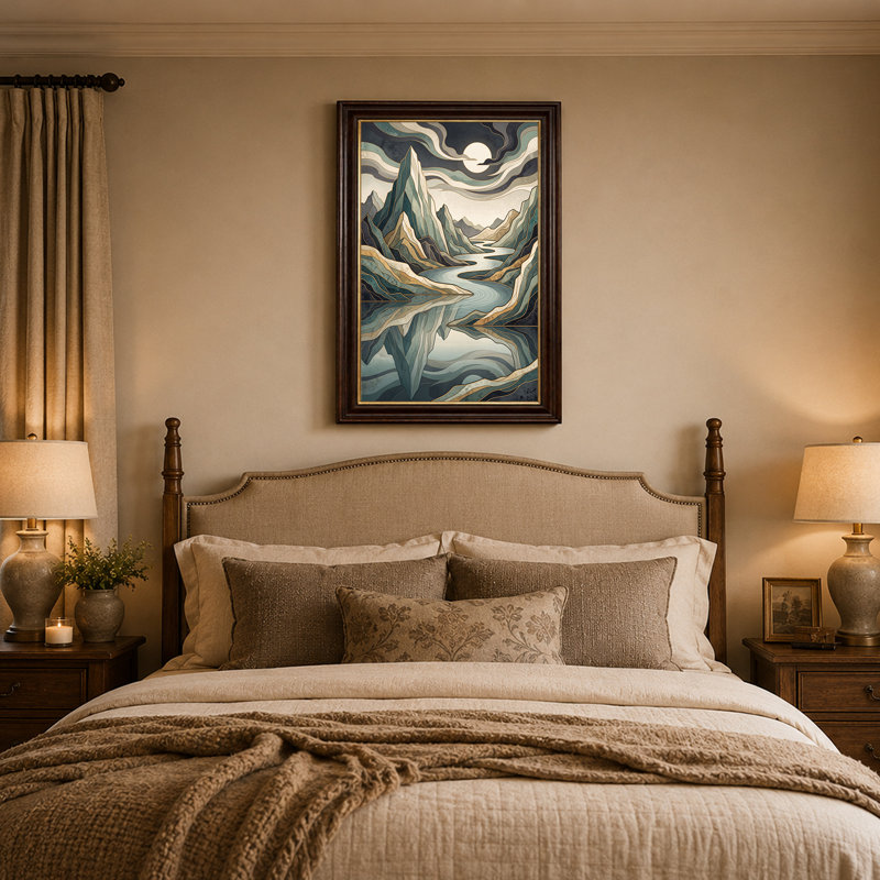 Art mural sur toile bleu sarcelle et doré, 18"H x 12"W
