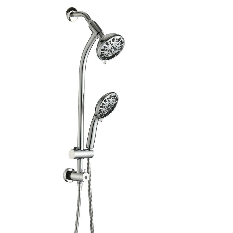 Douche de pluie 5 pouces et 7 jets avec glissière de 26 po, installation facile, angle réglable, buses, débit stable de 1,8 gal / min, commande manuelle
