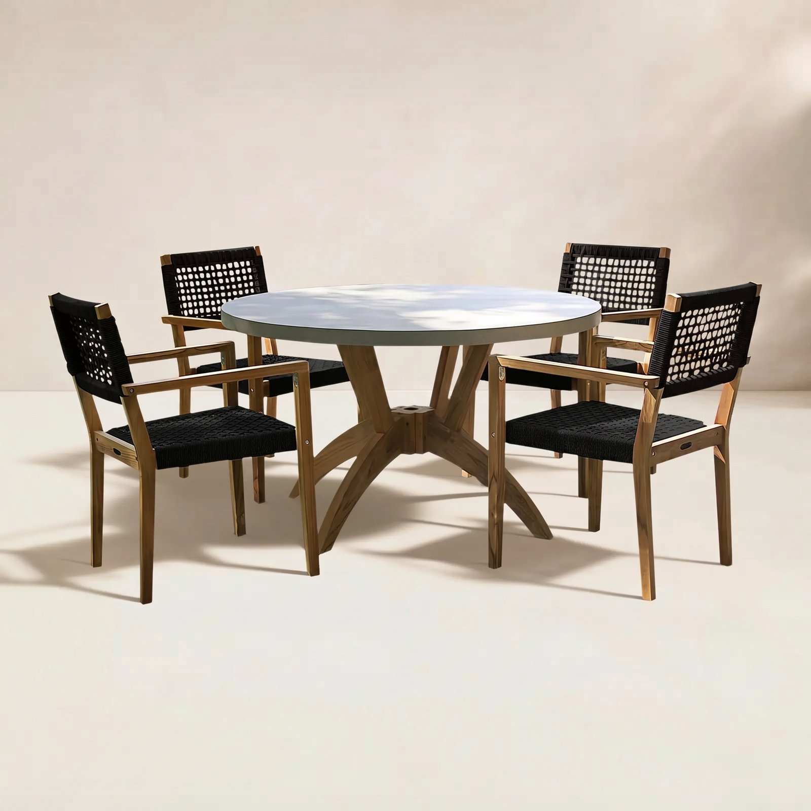 Fleur 48'' Round Outdoor Dining Set, 4