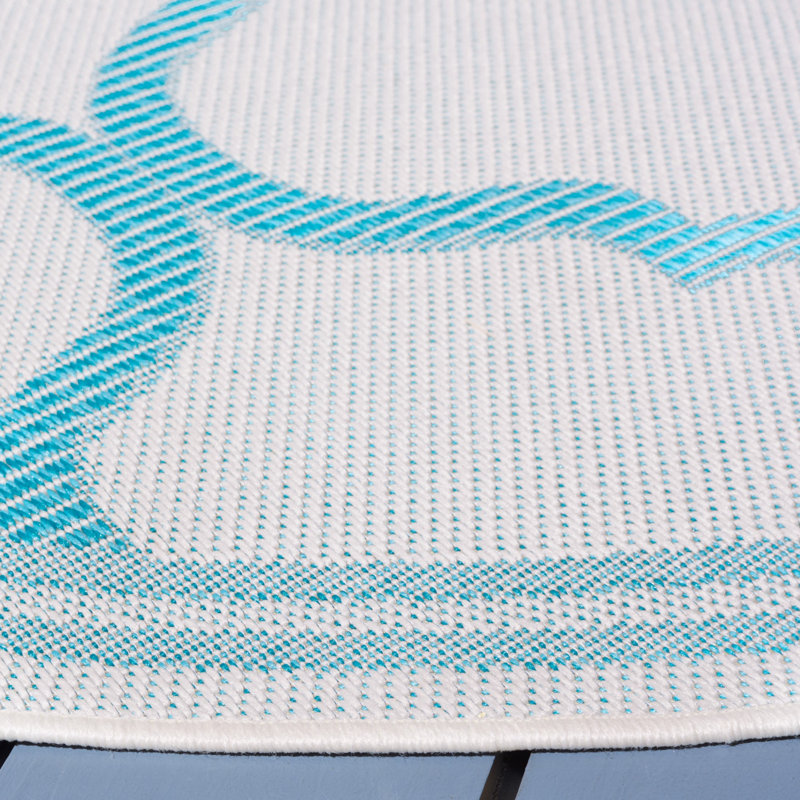 Bermuda Performance Machine Washable Geometric Indoor/Outdoor Area Rug, Round 6'7"