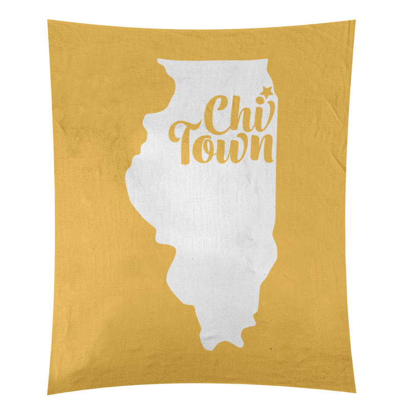Tapisserie de Chi Town, Illinois, H 80 po x l 68 po, Jaune
