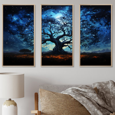 Arbre bleu d'Afrique, Serengeti, arbre 1, art mural africain