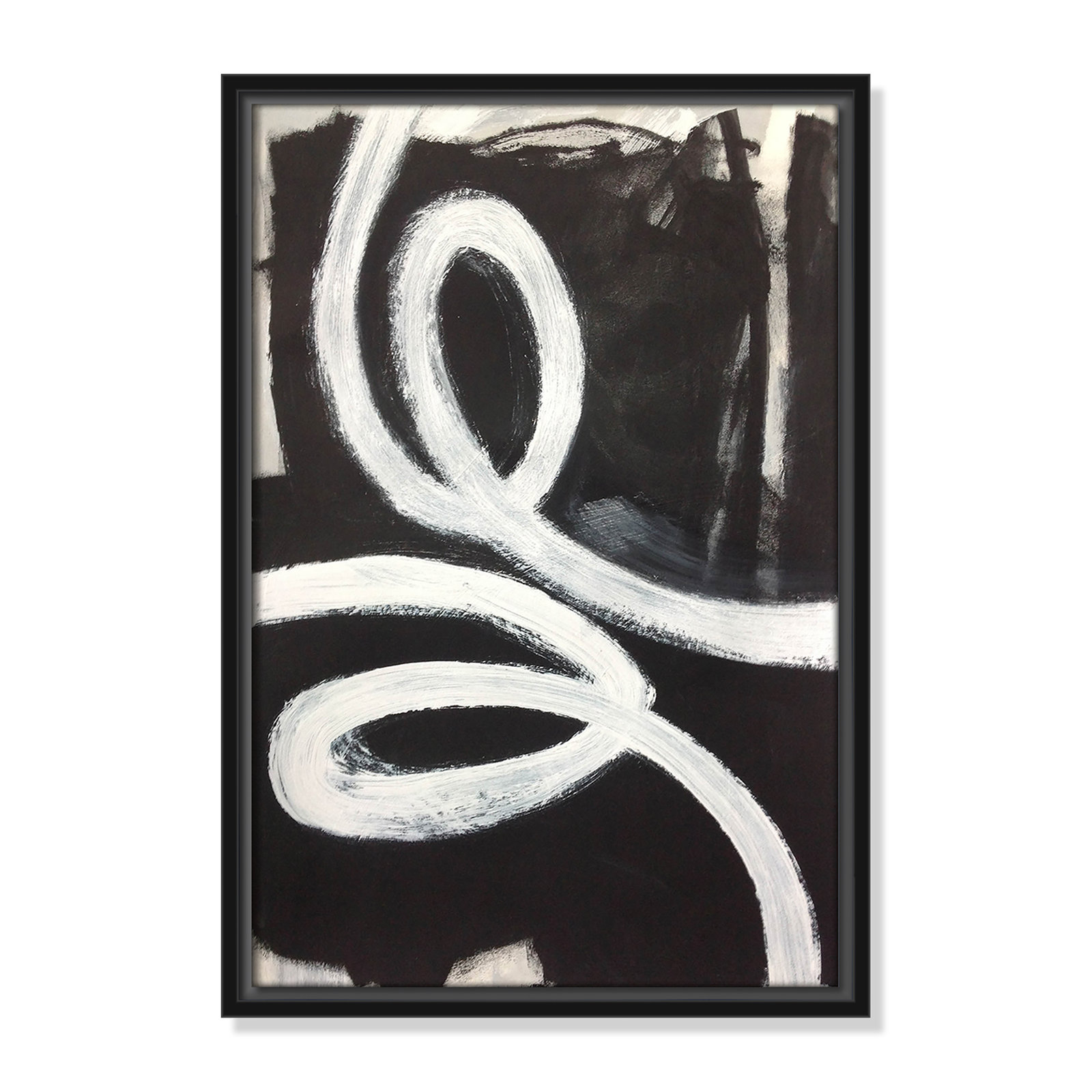 Bronte "Swirly Swirls I" Print, 19.5" H x 13.5" W x 2" D, Black Floater Framed, No