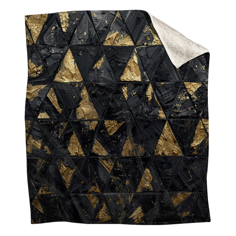 Couvertures triangulaires noires et dorées, L 50 po x H 60 po