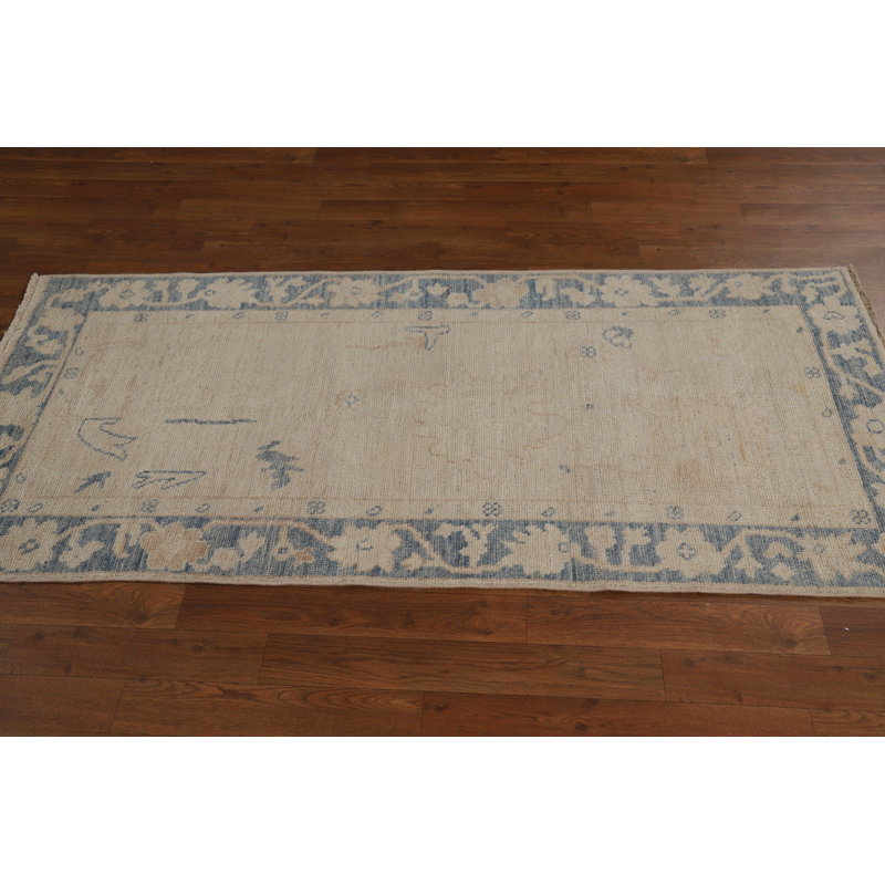 Vegetable Dye Wool Oushak Turkish Rug 3x6