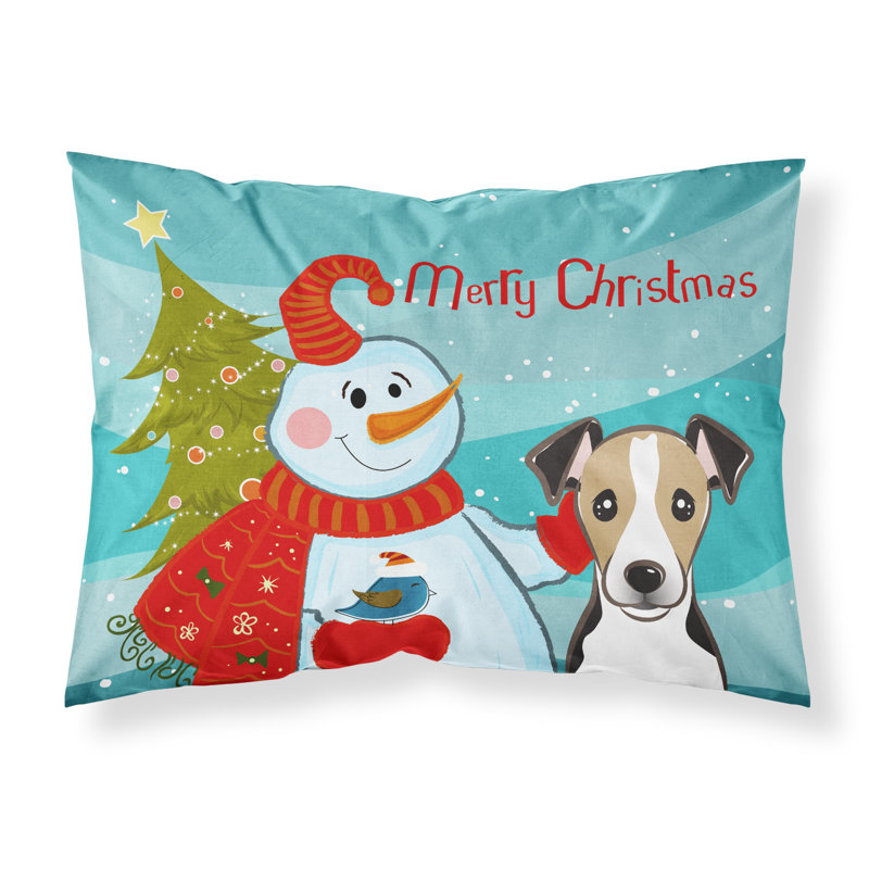  Taie d'oreiller bonhomme de neige avec Jack Russell Terrier, Jack Russell terrier noir