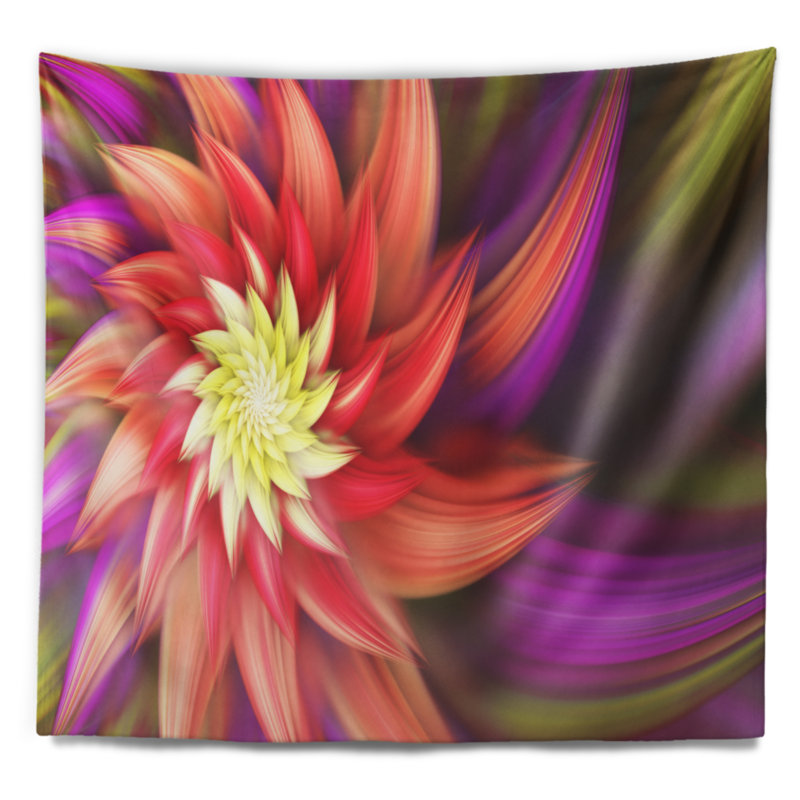 Grand tapisserie floral rouge mauve à fleurs, H 68 po x l 80 po