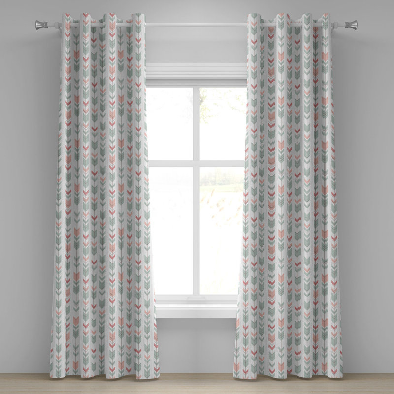 Rideau à deux panneaux avec œillets Red Barrel Studio®, 50 po x 108 po, bleu pâle et rose, L 50 po x L 108 po
