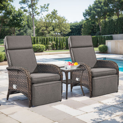 Serita Serita Outdoor All-Weather PE Wicker Adjustable Reclining Lounge Chair With Cushions by Winston Porter