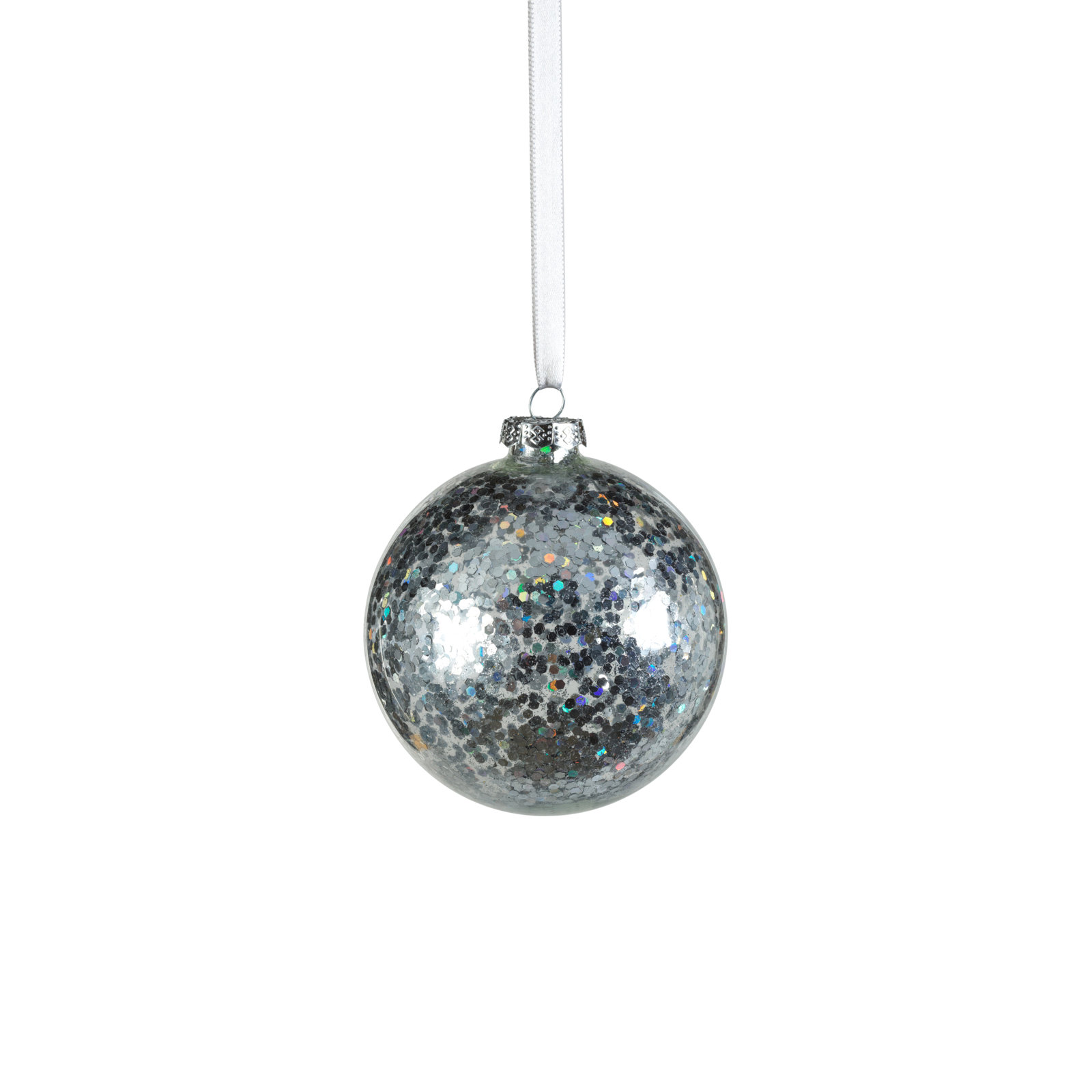 Corvell Bauble, Silver, 4" H x 4" W x 4" D