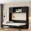 Lit escamotable Sansin avec armoires et structure en bois massif pour chambre d'amis Sansin