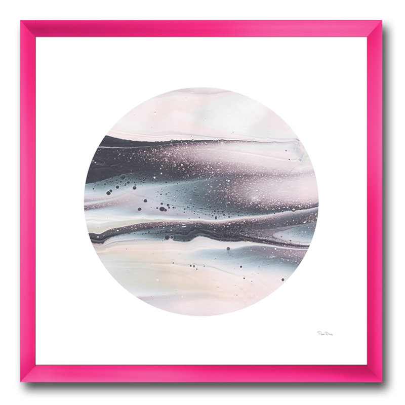 Cadre photo "circle marble i" , reproduction d’art sur toile, H 30 po x l 30 po x P 1 po, Encadré rose