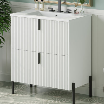Meuble-lavabo simple 30 po avec comptoir en céramique