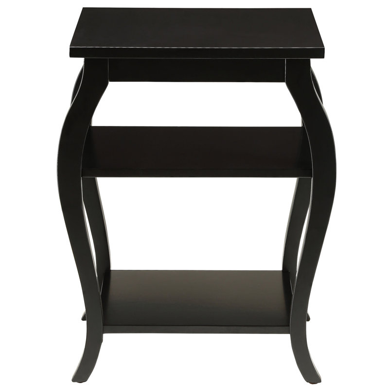 Table de bout élégante à 2 tablettes noires avec tablettes en bois et base stable pour la maison