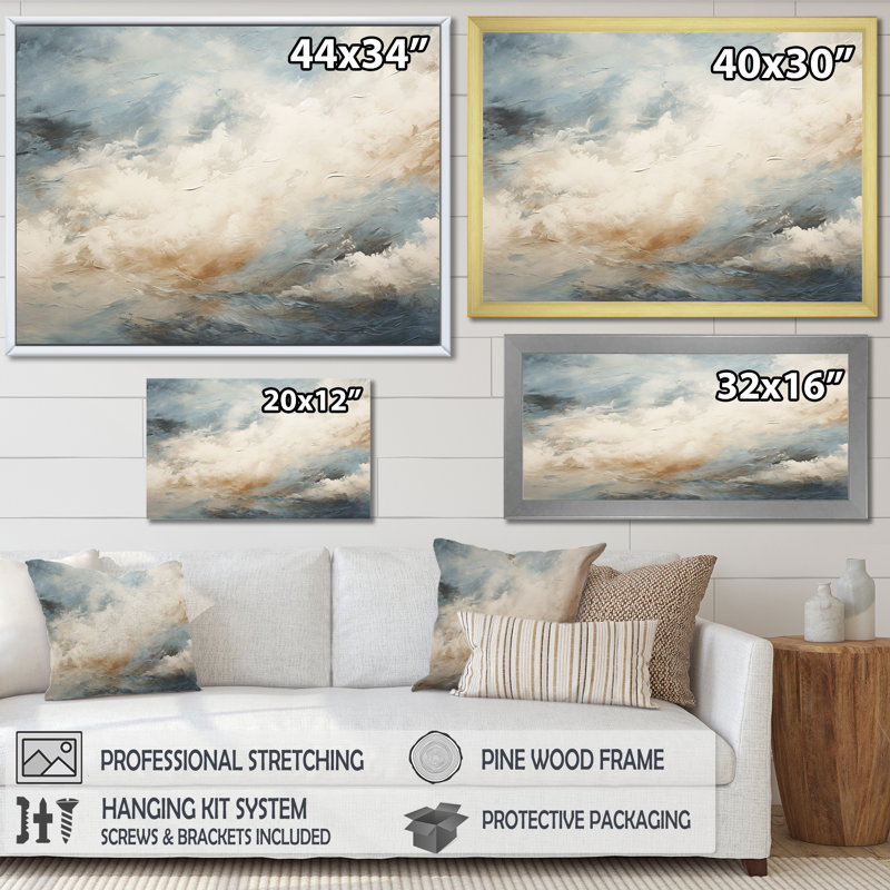 Muted Colors Minimalism Storms I - Storms Canvas Wall Art, Wrapped Canvas, 34" H x 44" W x 1.5" D