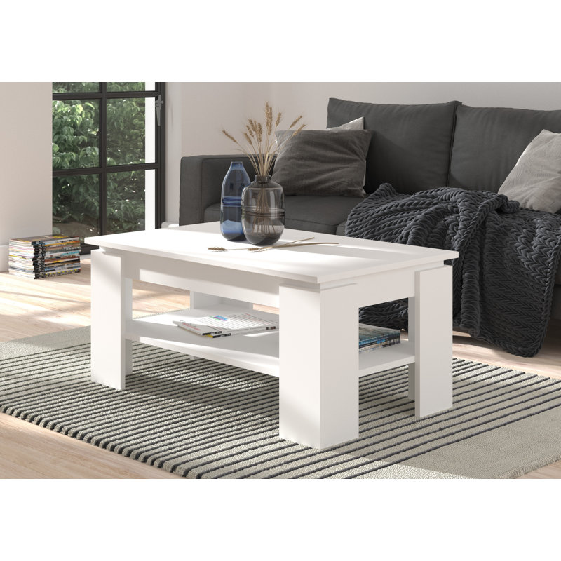 Heinaman 4 Legs Coffee Table with Storage, White
