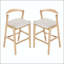 Tabouret en bois d'hévéa - Finition naturelle avec coussin en polyester beige-151399093