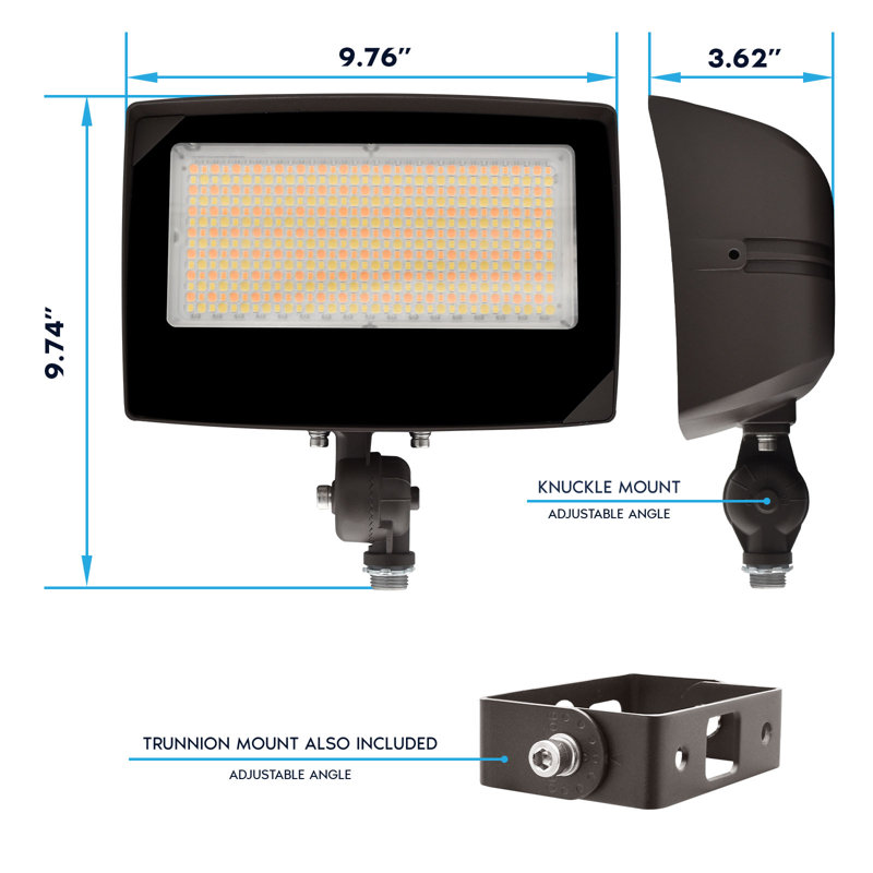 Projecteur à DEL LUXRITE, 45/60 / 80W, 3CCT, jusqu'à 12 000LM, articulation à crépuscule à l'aube et support pour tourillon à intensité variable 0-10V IP65 120-277V
