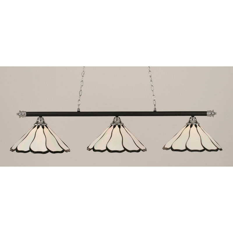 Barre d'éclairage 3 lumières Mendez, Perle, Chrome et noir mat