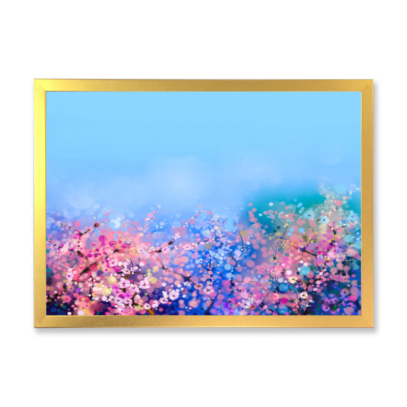Cherry Blossoms - Print on Canvas, Gold Picture Framed, 30" H x 40" W x 1.5" D